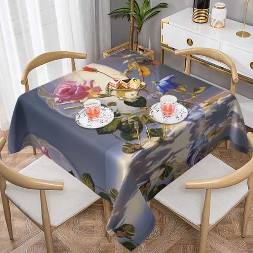WZYWHJ Quadratische dekorative Tischdecke, 152,4 x 152,4 cm, waschbar und wiederverwendbar, bedruckt mit Morning Glory und Rose WZYWHJ Quadratische dekorative Tischdecke, 152,4 x 152,4 cm, waschbar und wiederverwendbar, bedruckt mit Morning Glory und Rose von WZYWHJ