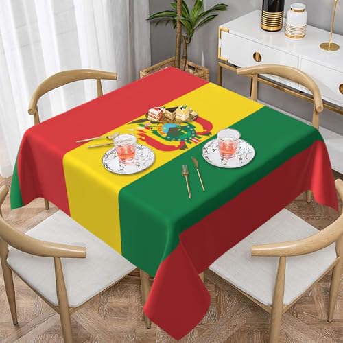 WZYWHJ Quadratische dekorative Tischdecke, 152,4 x 152,4 cm, waschbare und wiederverwendbare Flagge von Bolivien von WZYWHJ