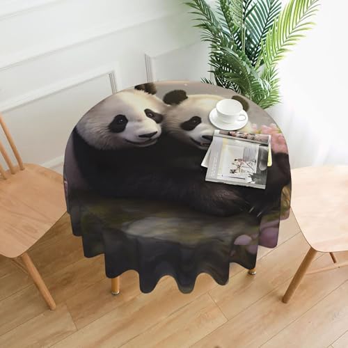 WZYWHJ Runde dekorative Tischdecke, bedruckt, Motiv: Lovely Pandas, 152,4 cm, kann gewaschen und wiederverwendet werden, für runde Tische, Esstisch, Couchtisch von WZYWHJ