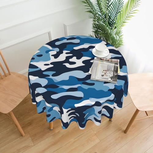 WZYWHJ Runde dekorative Tischdecke mit Camouflage-Muster, 152,4 cm, kann gewaschen und wiederverwendet werden, für runde Tische, Esstisch, Couchtisch von WZYWHJ