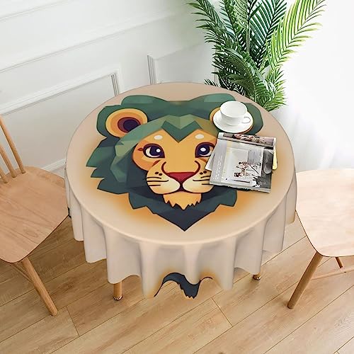 WZYWHJ Runde dekorative Tischdecke mit Cartoon-Löwen-Druck, 152,4 cm, kann gewaschen und wiederverwendet werden, für runde Tische, Esstisch, Couchtisch von WZYWHJ