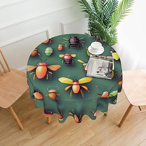 WZYWHJ Runde dekorative Tischdecke mit Insekten-Atlas-Druck, 152,4 cm, kann gewaschen und wiederverwendet werden, für runde Tische, Esstisch, Couchtisch von WZYWHJ