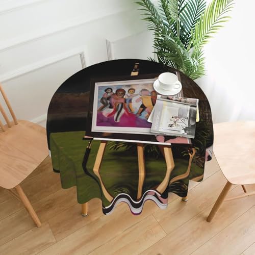 WZYWHJ Runde dekorative Tischdecke mit Kunstmalerei-Muster, 152,4 cm, kann gewaschen und wiederverwendet werden, für einen runden Esstisch WZYWHJ Runde dekorative Tischdecke mit Kunstmalerei-Muster, 152,4 cm, kann gewaschen und wiederverwendet werden, für einen runden Esstisch von WZYWHJ