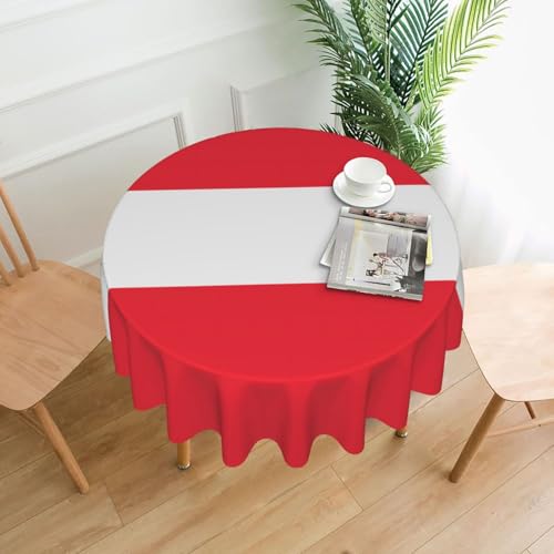 WZYWHJ Runde dekorative Tischdecke mit Österreichischer Flagge, 152,4 cm, kann gewaschen und wiederverwendet werden, für runde Tische, Esstisch, Couchtisch von WZYWHJ