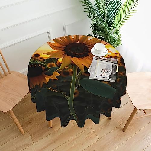 WZYWHJ Runde dekorative Tischdecke mit Sonnenblumen-Motiv, 152,4 cm, kann gewaschen und wiederverwendet werden, für runde Tische, Esstisch, Couchtisch von WZYWHJ