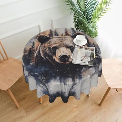 WZYWHJ Runde dekorative Tischdecke mit Wildbär-Muster, 152,4 cm, kann gewaschen und wiederverwendet werden für einen runden Esstisch WZYWHJ Runde dekorative Tischdecke mit Wildbär-Muster, 152,4 cm, kann gewaschen und wiederverwendet werden für einen runden Esstisch von WZYWHJ