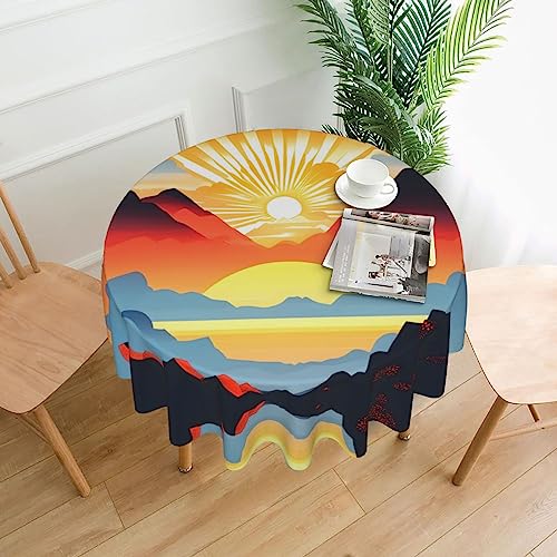 WZYWHJ Runde dekorative Tischdecke mit hellem Sonnenaufgang-Druck, 152,4 cm, kann gewaschen und wiederverwendet werden, für runde Tische, Esstisch, Couchtisch von WZYWHJ