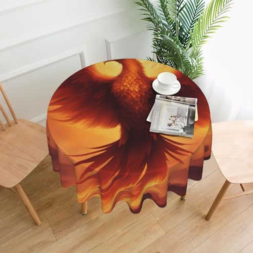 WZYWHJ Schöne Phoenix bedruckte runde dekorative Tischdecke, 152,4 cm, kann gewaschen und wiederverwendet werden, für runde Tische, Esstisch, Couchtisch von WZYWHJ