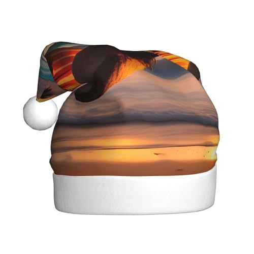 WZYWHJ Weihnachtsmütze für Erwachsene – Ornament-Stirnband für Feiertage, Partys und Kostümveranstaltungen, Sonnenuntergang, Strand, Hängemattenbild von WZYWHJ