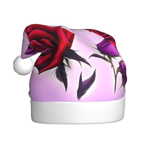 WZYWHJ Weihnachtsmütze für Erwachsene – Ornament-Stirnband für Feiertage, Partys und Kostümveranstaltungen, rote und violette Rosen WZYWHJ Weihnachtsmütze für Erwachsene – Ornament-Stirnband für Feiertage, Partys und Kostümveranstaltungen, rote und violette Rosen von WZYWHJ