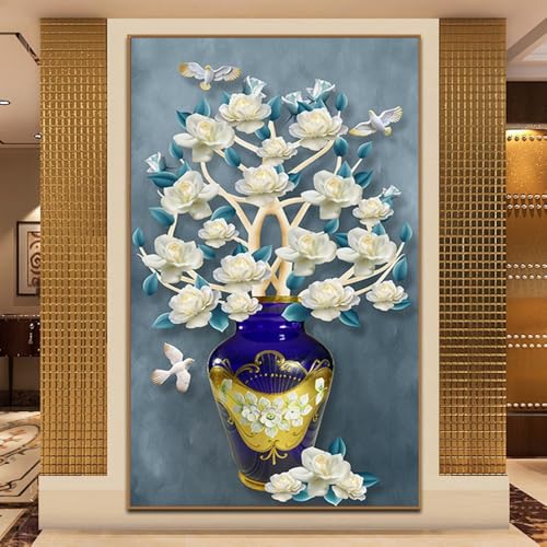 Diamond Painting Pflanzenvase Vogel Strass Stickerei Set für Wand-Decor Diamant Malerei Kits Full Drill 5D DIY Bilder Erwachsene Kinder Malen nach Zahlen Kreuzstich Runder Diamant 90x180cm Diamond Painting Pflanzenvase Vogel Strass Stickerei Set für Wand-Decor Diamant Malerei Kits Full Drill 5D DIY Bilder Erwachsene Kinder Malen nach Zahlen Kreuzstich Runder Diamant 90x180cm von WaFeLe