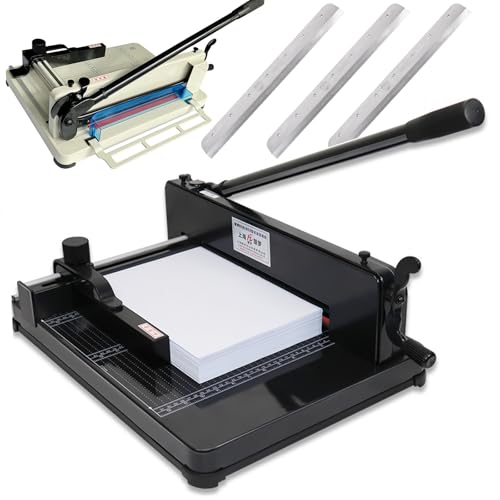 Hochleistungs-Papierschneider, Stapelpapierschneider, A4, professionelle industrielle Hochleistungs-Scrapbooking-Trimmermaschine mit Metallbasis und Sicherheitsschneideschutz für Büro, Zuhause, Schule von WaaYb