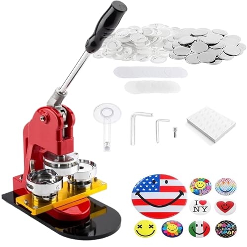 WaaYb Button-Maker-Maschine, 25–75 mm großes Badge-Stanz-Set, Button-Button-Press-Maschine mit 100 Zubehörsätzen + Papierschneider + 1 Packung Fotopapier, multifunktionale Button-Herstellung von WaaYb