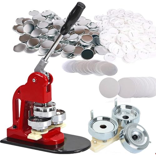 WaaYb Button-Maker-Maschine, 58-mm-Button-Stanz-Set, DIY-Geschenk-Pin-Maker mit 1000 Sätzen Button-Zubehör und 100 Stück Kunststofffolien, Badge-Press-Karten-Pressmaschine für Freunde und Kinder von WaaYb