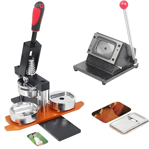 WaaYb Buttonmaschine, Pin-Herstellungsmaschine für Abzeichen, 44 x 70 mm, Rechtecke mit Cutter und 100 Sets Zubehör, ergonomische Stanzpresse mit Bogengriff für DIY-Geschenkset, mehrere Größen von WaaYb