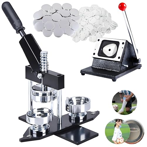 WaaYb Buttonmaschine, Pin-Presse 44 mm, abgerundet, mit Cutter und 100 Sets Zubehör, ergonomische Stanzpresse mit Bogengriff für DIY-Geschenkset, mehrere Größen von WaaYb