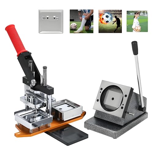 WaaYb Buttonmaschine, Pin-Presse 80 x 80 mm quadratisch mit Cutter und 100 Sets Zubehör, ergonomische Stanzpresse mit Bogengriff für DIY-Geschenkset, mehrere Größen von WaaYb