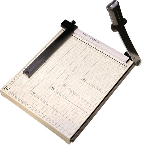 WaaYb Hochleistungs-Papierschneider, Foto-Guillotine-Bastelmaschine, 12-Blatt-Stapelpapierschneider mit Sicherheitsklingenverriegelung, Papierschneider mit Gitterbasis für Büro, Schule, Zuhause von WaaYb