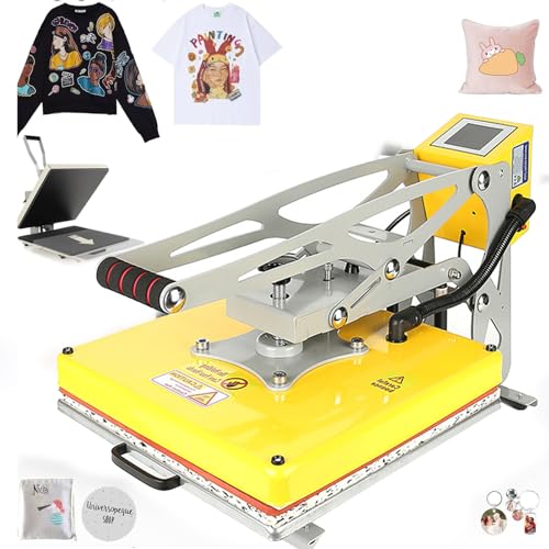 WaaYb T-Shirt-Heißpressmaschine, Smart Press & Mini-Bügeleisenpresse mit Plattform und Steuerpod, Hochdruck-Sublimationsdruck-Heizübertragungsmaschine, perfekt für T-Shirts/Stoff/Kleidung 38 * 38cm von WaaYb