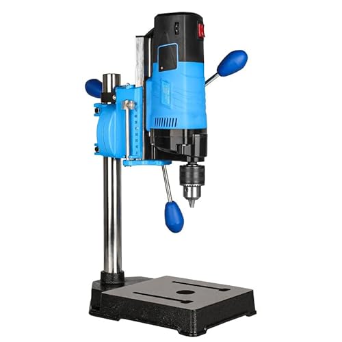 WaaYb Tischbohrmaschinenständer, 1200 W Mini-Tischbohrmaschine, 80 mm Hub/38–50 mm Klemmung, 2800 U/min Säulenbohrmaschine mit Schraubstock um 90° drehbar zum Bohren oder Schneiden von Holz-/Eisen von WaaYb