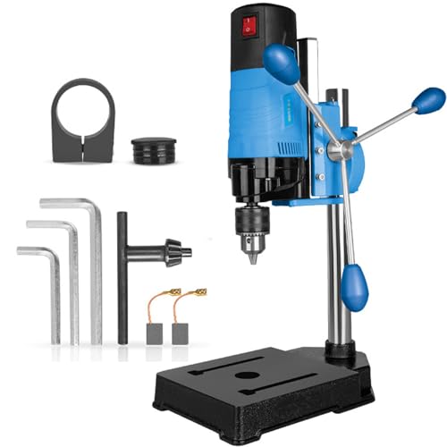 WaaYb Tischbohrmaschinenständer, 1200 W Mini-Tischbohrmaschine, 80 mm Hub/38–50 mm Klemmung, 2800 U/min Säulenbohrmaschine mit Schraubstock um 90° drehbar zum Bohren oder Schneiden von Holz-/Eisen von WaaYb