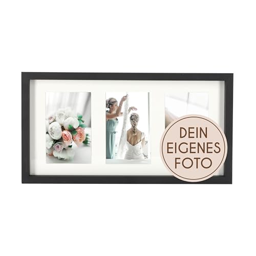 Wackadoo Bilderrahmen Holz Collage mit eigenem Foto (hochformat) 10x15 cm schwarz dein eigenes Foto - Bilderrahmen Wunschmotiv - Personalisiertes Geschenk - Wunschmotiv von Wackadoo