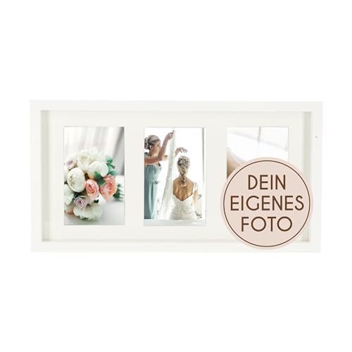 Wackadoo Bilderrahmen Collage Holz mit eigenem Foto (hochformat) 10x15 cm weiß mit eigenem Foto - Bilderrahmen mit Wunschmotiv - Personalisiertes Geschenk - Wunschmotiv - Muttertagsgeschenk von Wackadoo