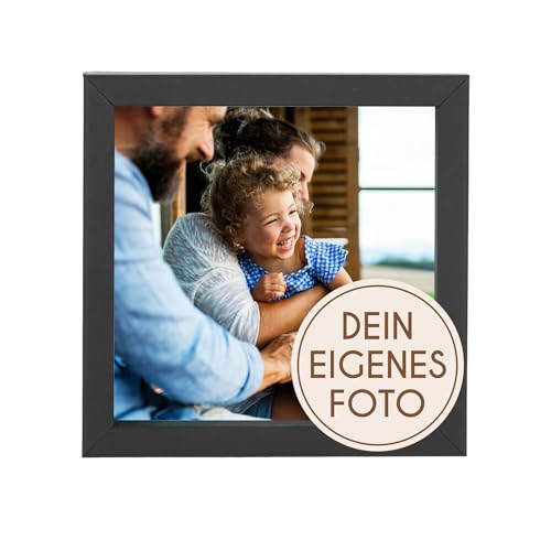 Wackadoo Bilderrahmen Holz quadratisch mit eigenem Foto 10x10 cm schwarz - Poster mit Wunschmotiv - Personalisiertes Geschenk - Wunschmotiv von Wackadoo