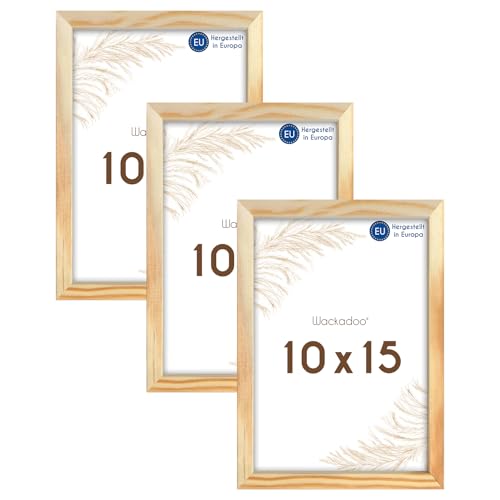 Wackadoo Bilderrahmen 10x15 natur 3er Set Holz Bilderrahmen Set Fotowand Fotorahmen mit Glasscheibe Italienisches Holz Picture frame von Wackadoo