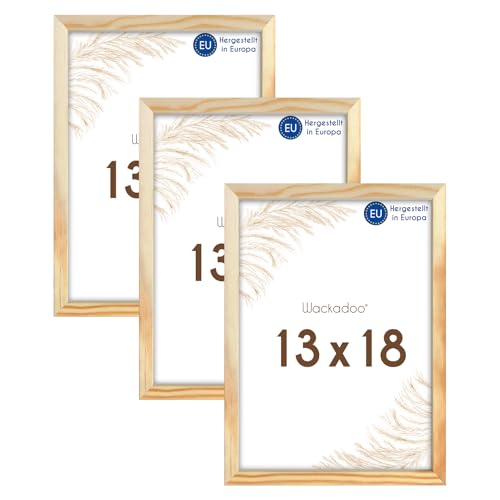 Wackadoo Bilderrahmen 13x18 natur 3er Set Holz Bilderrahmen Set Fotowand Fotorahmen mit Glasscheibe Italienisches Holz Picture frame von Wackadoo