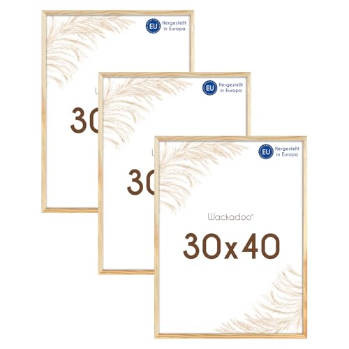 Wackadoo Bilderrahmen 30x40 natur 3er Set Holz Bilderrahmen Set Fotowand Fotorahmen mit Glasscheibe Italienisches Holz Picture frame von Wackadoo