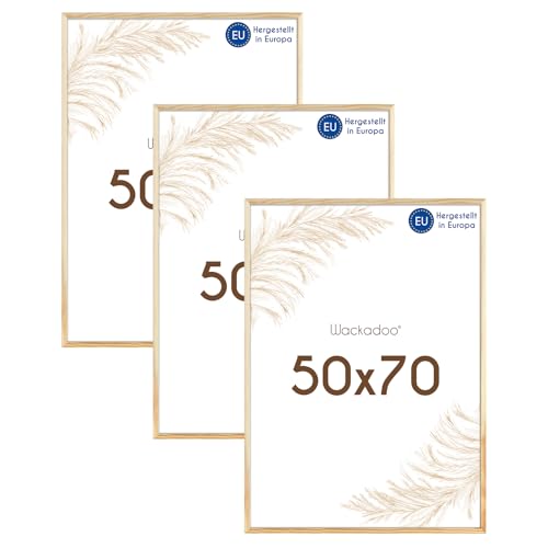 Wackadoo Bilderrahmen 50x70 natur 3er Set Holz Bilderrahmen Set Fotowand Fotorahmen mit Glasscheibe Italienisches Holz Picture frame von Wackadoo