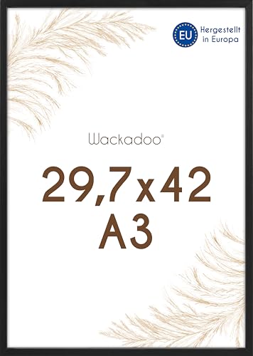 Wackadoo Bilderrahmen A3 29,7x42 (DIN A3) schwarz Fotowand Posterrahmen mit Glasscheibe Italienisches Holz Picture frame A3 Bilderrahmen schwarz von Wackadoo