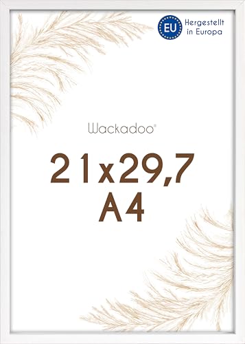 Wackadoo Bilderrahmen A4 21x29,7 (DIN A4) Weiß Fotowand Dokumentenrahmen mit Glasscheibe Italienisches Holz Picture frame von Wackadoo