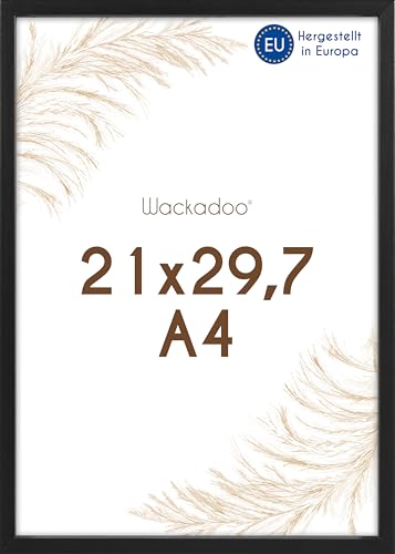 Wackadoo Bilderrahmen A4 21x29,7 (DIN A4) schwarz Fotowand Dokumentenrahmen mit Glasscheibe Italienisches Holz Picture frame von Wackadoo