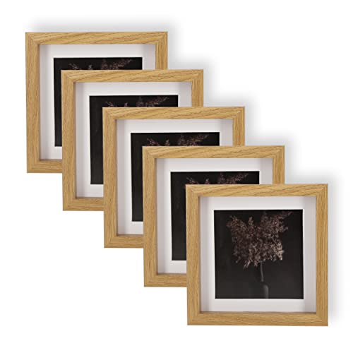 Wackadoo Bilderrahmen quadratisch 10x10 cm 5er Set Holz Bilderrahmen Set Holz, FSC® Holzrahmen Fotogalerie Fotorahmen mit Glasscheibe mit Passepartout (10 x 10 cm) von Wackadoo