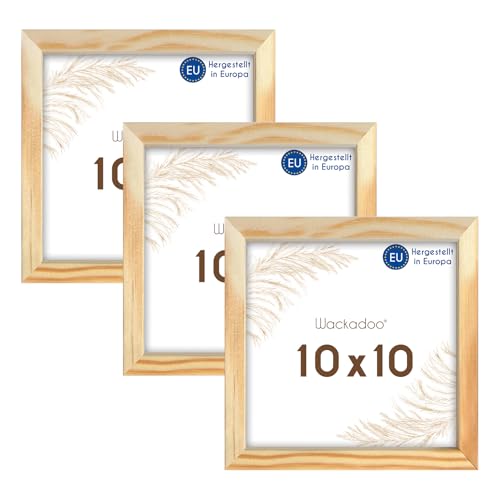 Wackadoo Bilderrahmen quadratisch 10x10 natur 3er Set Holz Bilderrahmen Set Fotowand Fotorahmen mit Glasscheibe Italienisches Holz Picture frame von Wackadoo