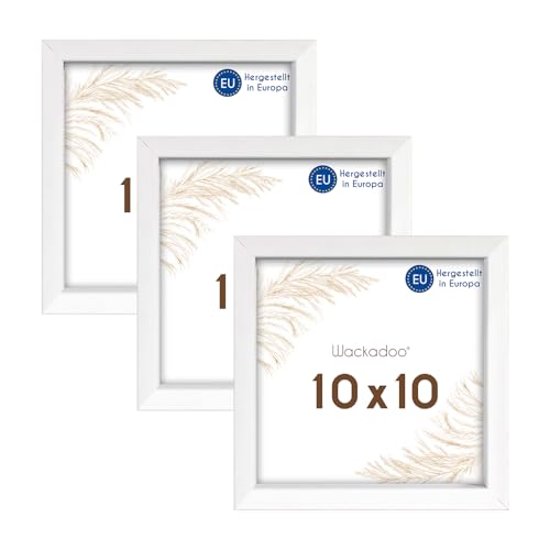 Wackadoo Bilderrahmen quadratisch 10x10 weiß 3er Set Holz Bilderrahmen Set Fotowand Fotorahmen mit Glasscheibe Italienisches Holz Picture frame von Wackadoo