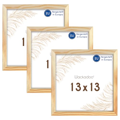 Wackadoo Bilderrahmen quadratisch 13x13 natur 3er Set Holz Bilderrahmen Set Fotowand Fotorahmen mit Glasscheibe Holz Picture frame von Wackadoo