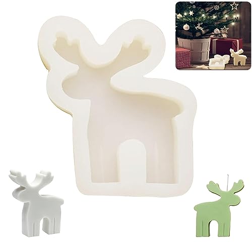 Wadlhk Silikonformen Gießformen,Silikonform Weihnachten,3D Giessformen Silikon,DIY Silikon Kerzen Gießform,Weihnachtsbaum für Duftkerzen, Seifen, Süßigkeiten Herstellung Zubehör (Elch) von Wadlhk