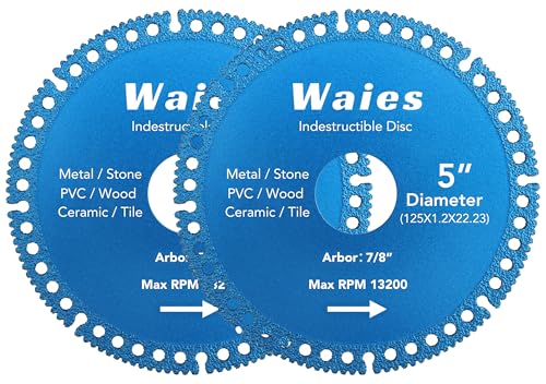 Waies 5 Zoll Unzerstörbare Scheibe für Winkelschleifer, Allzweck-Metall-Trennscheiben für Stahl, Bewehrung, Blech, Winkeleisen, Edelstahl (2 Stück) von Waies