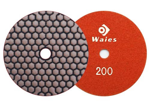 Waies 125mm Körnung 200 Diamant-Schleifpad für Trockenschliff Klettaufnahme, für Granit Stein Beton Marmor Bodenschleifer oder Polierer von Waies