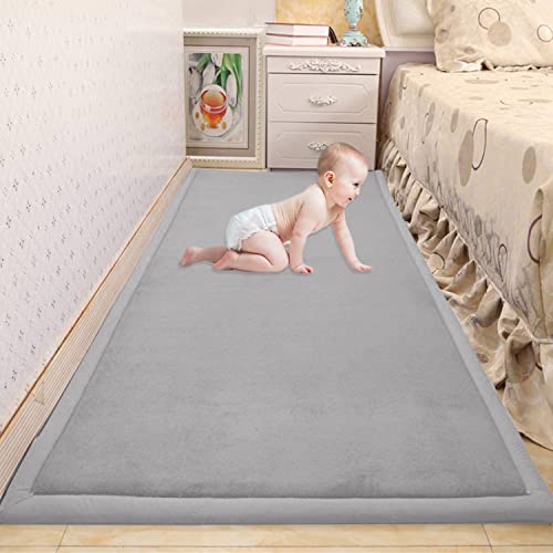 Waigg Kii Baby-Krabbelmatte, großer Teppich, weicher Korallensamt, rutschfeste Tatami-Yogamatte, weicher Teppich für Wohnzimmer, Schlafzimmer (50 x 150 x 2 cm, Grau) von Waigg Kii