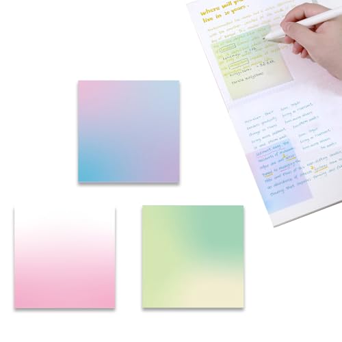 100 Blätter Transparente Haftnotizen mit Farbverlauf 8x8 cm, Elektrostatisch Selbstklebend Haftnotizen Clear Sticky Notes Klebezettel Papier für Schule Büro Hause von Wailicop