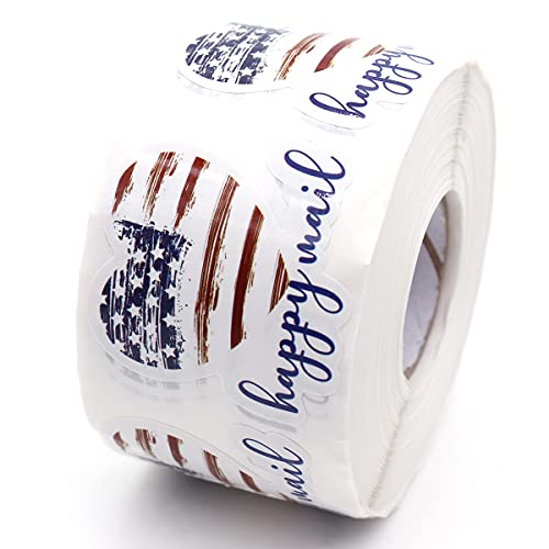 Wailozco 3,8 cm große Amerika-Flagge, Herz-Happy Mail-Aufkleber, handgefertigte Aufkleber, Business-Aufkleber, Umschläge, Aufkleber für Online-Händler, handgefertigte Waren, kleine Unternehmen, 500 von Wailozco