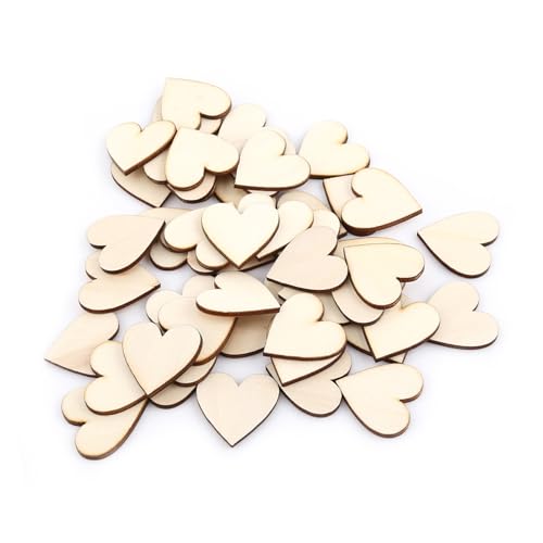 100 Stück Herzförmige Holzscheiben, 3 Mm Dicke Holzscheiben, Liebesherzform-Verzierung für Bastelprojekte, Scrapbooking, Kartenherstellung (10 Mm–80 Mm) (25mm) von Wakects