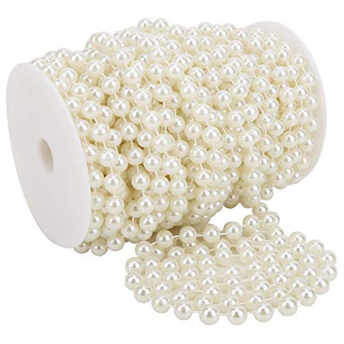 Perlenschnur, Perlenhochzeit Deko, Weiße Perlengarn, 20 m/Rolle 10 mm Perlengirlande, String aus ABS-Perlen, Dekorative Perlen für Hochzeit, Kleidung, Bastelarbeiten (Beige) von Wakects