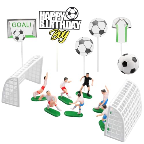 WakiHong 15 Stück Tortendeko Fussball FußBall Tor Dekor Happy Birthday FußBall Tortendeko für Sport FußBall Party Festival Junge Geburtstag von WakiHong