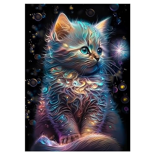 WakiHong 30x40cm Diamond Painting Bilder Set Diamond Painting Full Set Diamond Art Stitch Diamond Painting Kits für Wohnzimmer Schlafzimmer Büro Wand Und Eingang Dekoration,Katze. von WakiHong