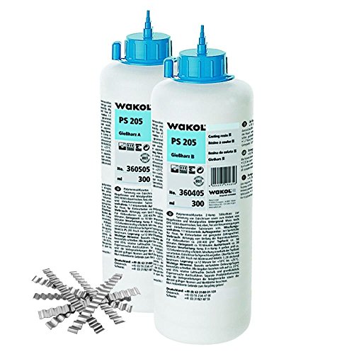 WAKOL PS 205 Gießharz A & B 3 er Pack ( 3x A + 3xB + 50 Estrichklammern ) 1,8 Liter von Wakol